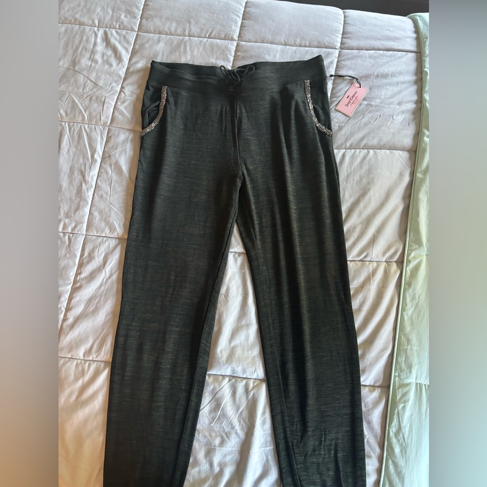 Juicy Couture Dark Gray Pants with Rhinestone Accent